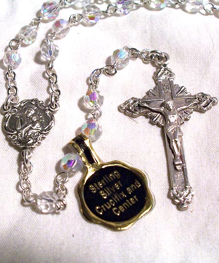 Crystal AB Bead Sterling Silver Rosary