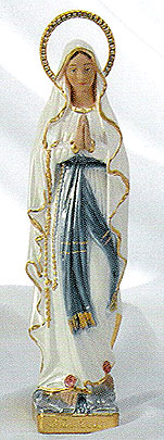Our Lady of Lourdes Pearlized Plaster Italian Statue - 12 Inch