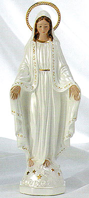 Our Lady of Grace White Pearlized Plaster Italian Statue - 16-Inch