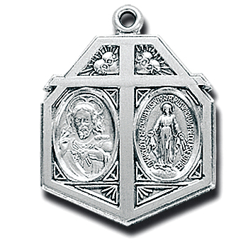 Sacred Heart 4-Way Medal Sterling Silver