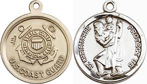 .75 Inch Coast Guard and St. Christopher Medal Anchor Sterling Silver
