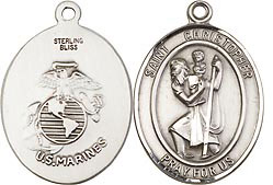 Marine Corps Oval Silver St. Christopher Medal