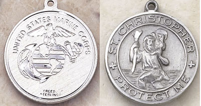 Marine Corps Sterling Silver St. Christopher Medal