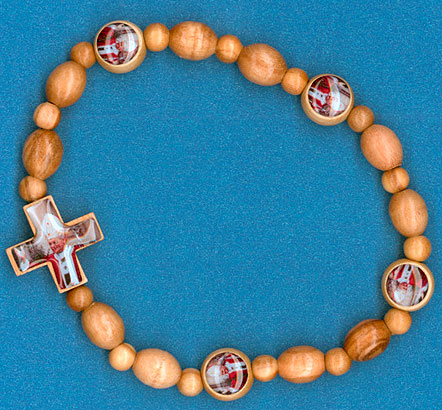 Pope John Paul II Wooden Bead Bracelet