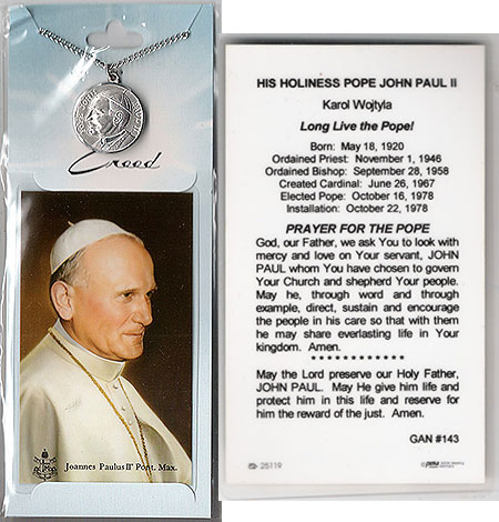 St. Pope John Paul II Prayer Card with Pewter Medal