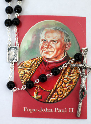 Pope John Paul II Black Bead Rosary