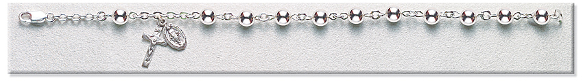 6 mm Round Sterling Silver Bead Bracelet