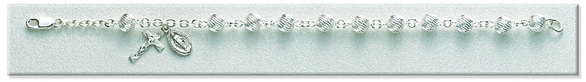 6 mm Twisted Sterling Silver Bead Bracelet
