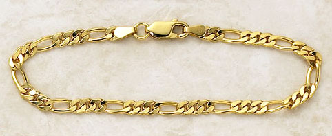 Gold over Silver 7-Inch Triple Link Charm Bracelet