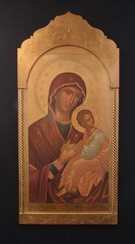 21 x 45 Inch Madonna and Child Icon Florentine Plaque