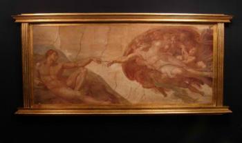 66 x 31 Inch Creation of Man by Michelangelo Florentine Plaque