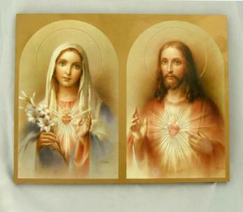 9.75 x 7.75 Inch Sacred Heart of Jesus and Immaculate Heart of Mary Plaque