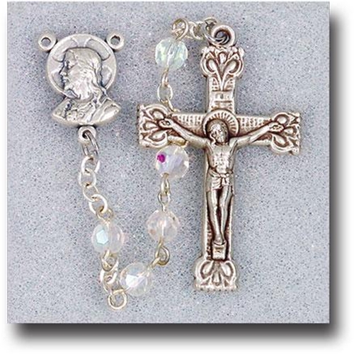 5 mm Tin Cut Crystal Beads-Crystal Aurora Borealis Rosary