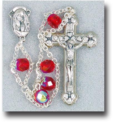 Ruby Aurora Borealis Ladder Rosary