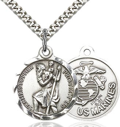 Marine Corps Round Silver St. Christopher Medal