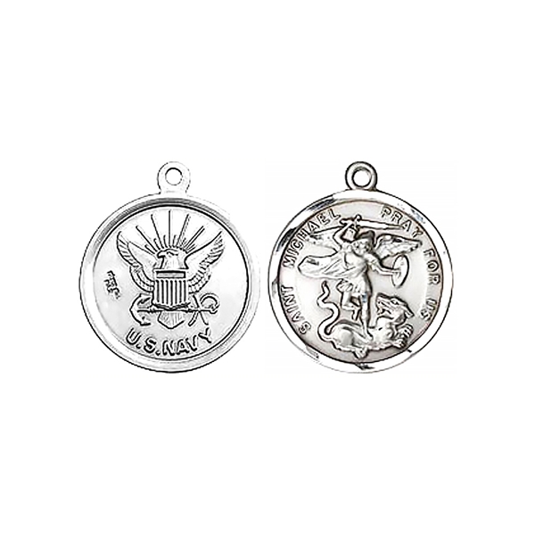Round Sterling Silver Navy &amp; St Michael Medal