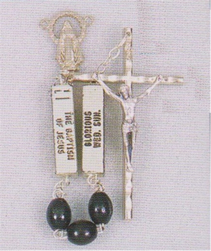 Oval Black Wood Bead Rosary