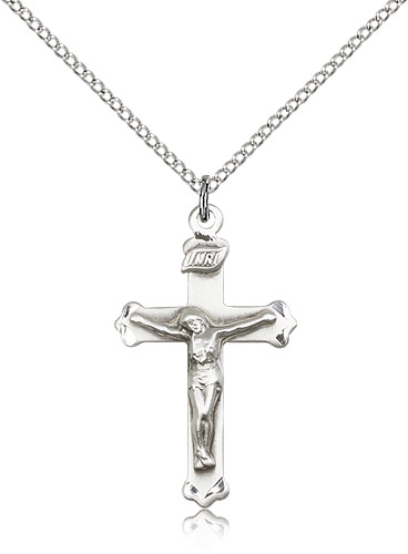 1.25 Inch Simple Sterling Silver Crucifix Pendant