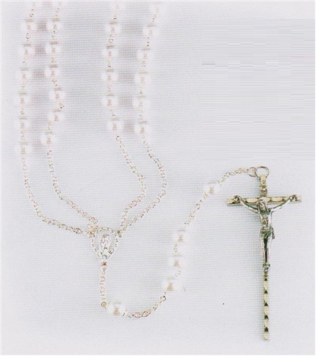 8 mm Imitation Pearl Lasso Rosary White