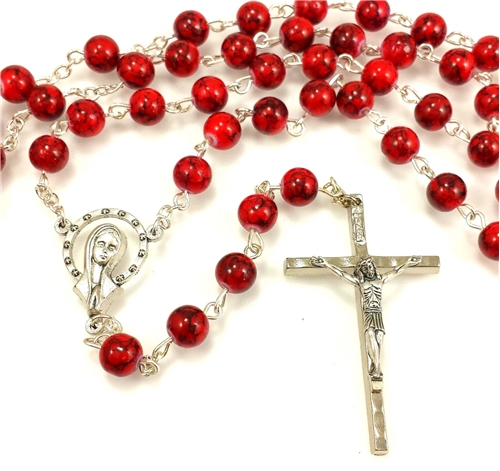 Red Deluxe Imitation Stone Rosary