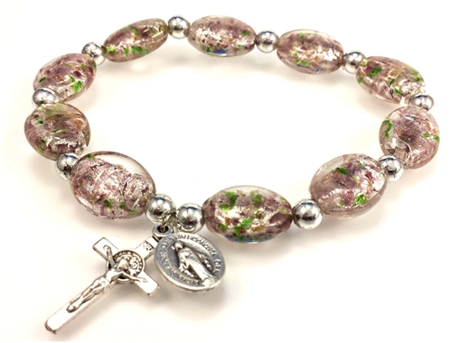 Amethyst Murano Glass Stretch Rosary Bracelet
