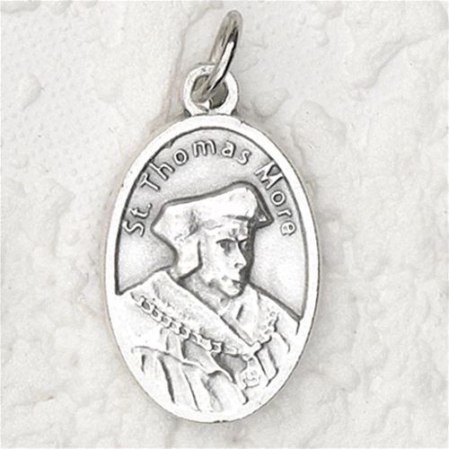 St. Thomas More Oxidized Oval Medal