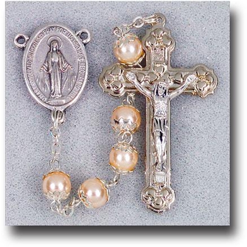 Double Capped Pearl Beads-Cream Colored Rosary
