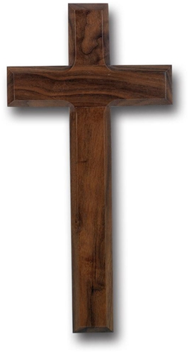 10-Inch Beveled Genuine Walnut Wood Cross