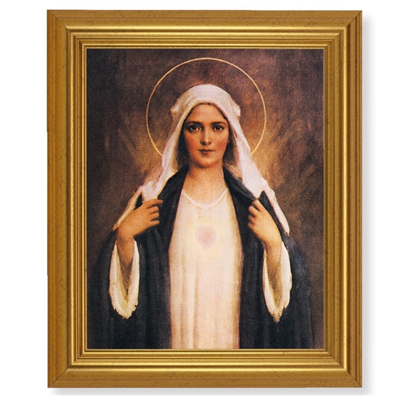 Immaculate Heart of Mary Framed Art - Antique Gold Frame