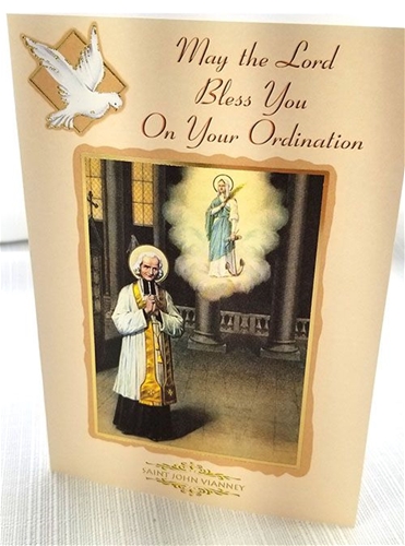 Ordination Greeting Card with Image of Saint John Vianney