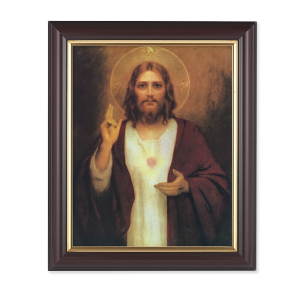 Sacred Heart of Jesus Framed Art - Walnut Frame