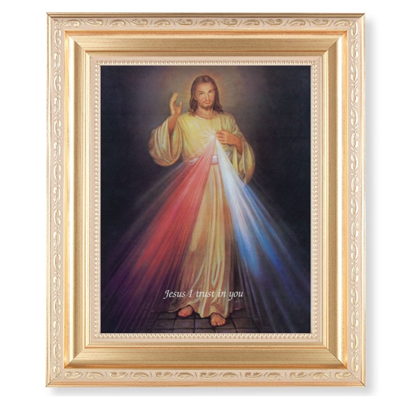 Divine Mercy Framed Art - Gold Leaf Frame