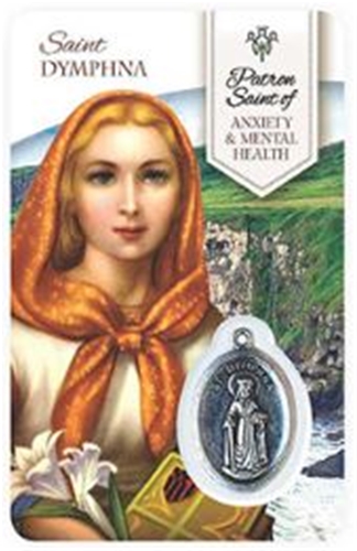 St. Dymphna - Mental Healing Wallet card with Medal