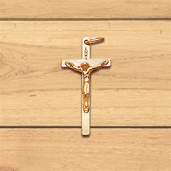 Small Metal Gold Tint Crucifix - 1-Inch