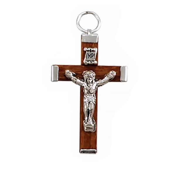 Italian Dark Brown Wood Crucifix - 1.25-Inch
