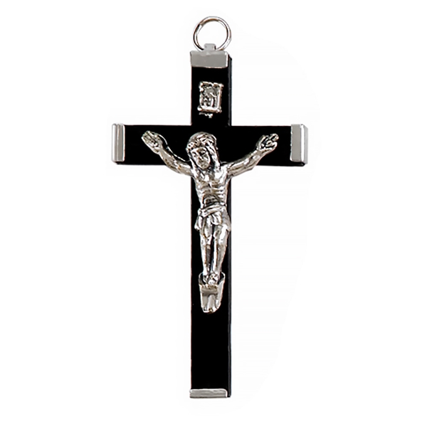 Italian Black Wood Crucifix - 2.25-Inch