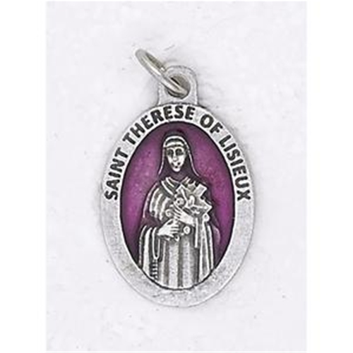 Pink Enamel St. Therese of Lisieux Medal