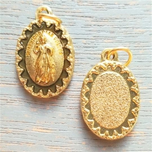 Divine Mercy Medal - Antique Gold Tone Deluxe Medal