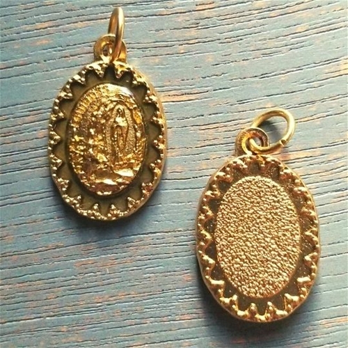 Our Lady of Lourdes Medal - Antique Gold Tone Deluxe Medal
