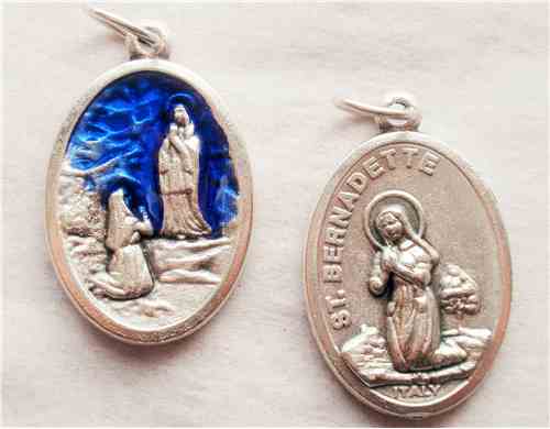 Blue Enamel Our Lady of Lourdes Medal