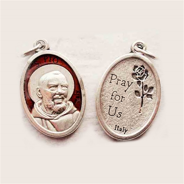 Brown Enamel Padre Pio Medal