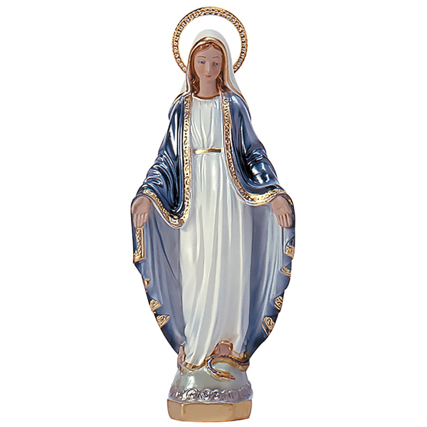 Our Lady of Grace Pearlized Plaster Italian Statue - 12-Inch