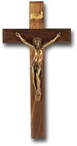 Walnut and Museum Gold Crucifix