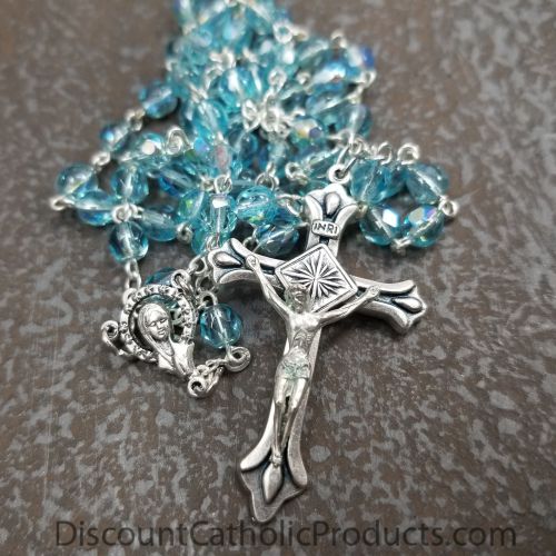 Aqua Dainty Rosary 5mm beads