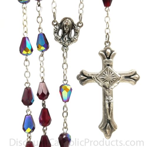 Garnet Teardrop Glass Bead Rosary