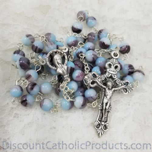 Teal and Purple marble-swirl Rosary