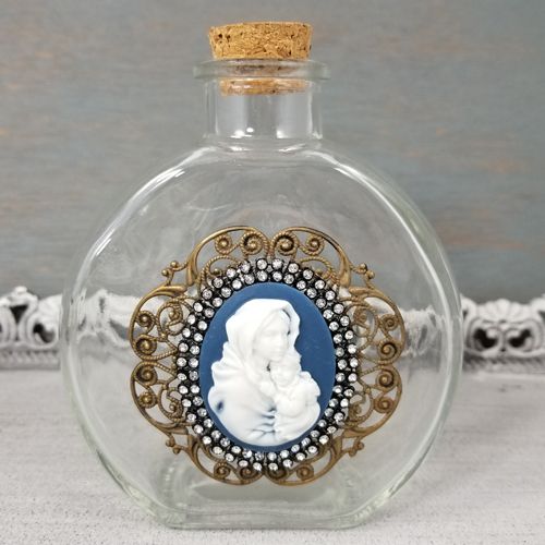 Vintage Cameo Our Lady of the Streets Holy water Bottle - without water