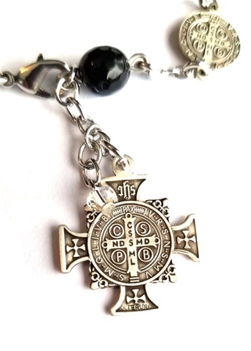 St Benedict Jubilee Medal Bracelet - Stone and Sterling Silver