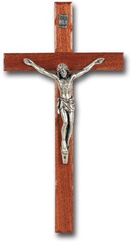 Italian Walnut and Antique Silver Crucifix