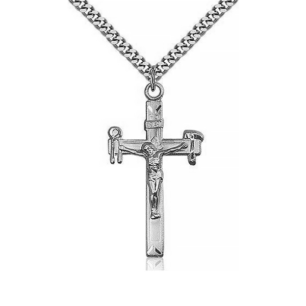 La Salette Crucifix Sterling Silver Pendant with 24-Inch Chain